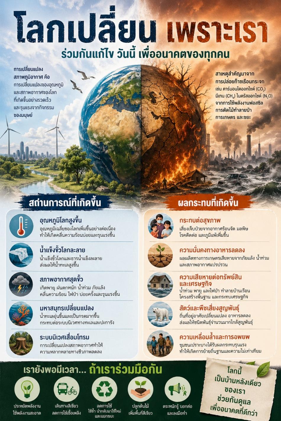 ประชาสัมพันธ์สถานการณ์และผลกระทบที่เกิดจากการเปลี่นแปลงสภาพอากาศ 